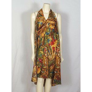 SOFT SURROUNDINGS multi-colored halter open back summer Tassel dress size Small